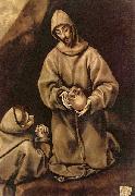 El Greco Hl. Franziskus und Bruder Leo, uber den Tod meditierend oil painting on canvas